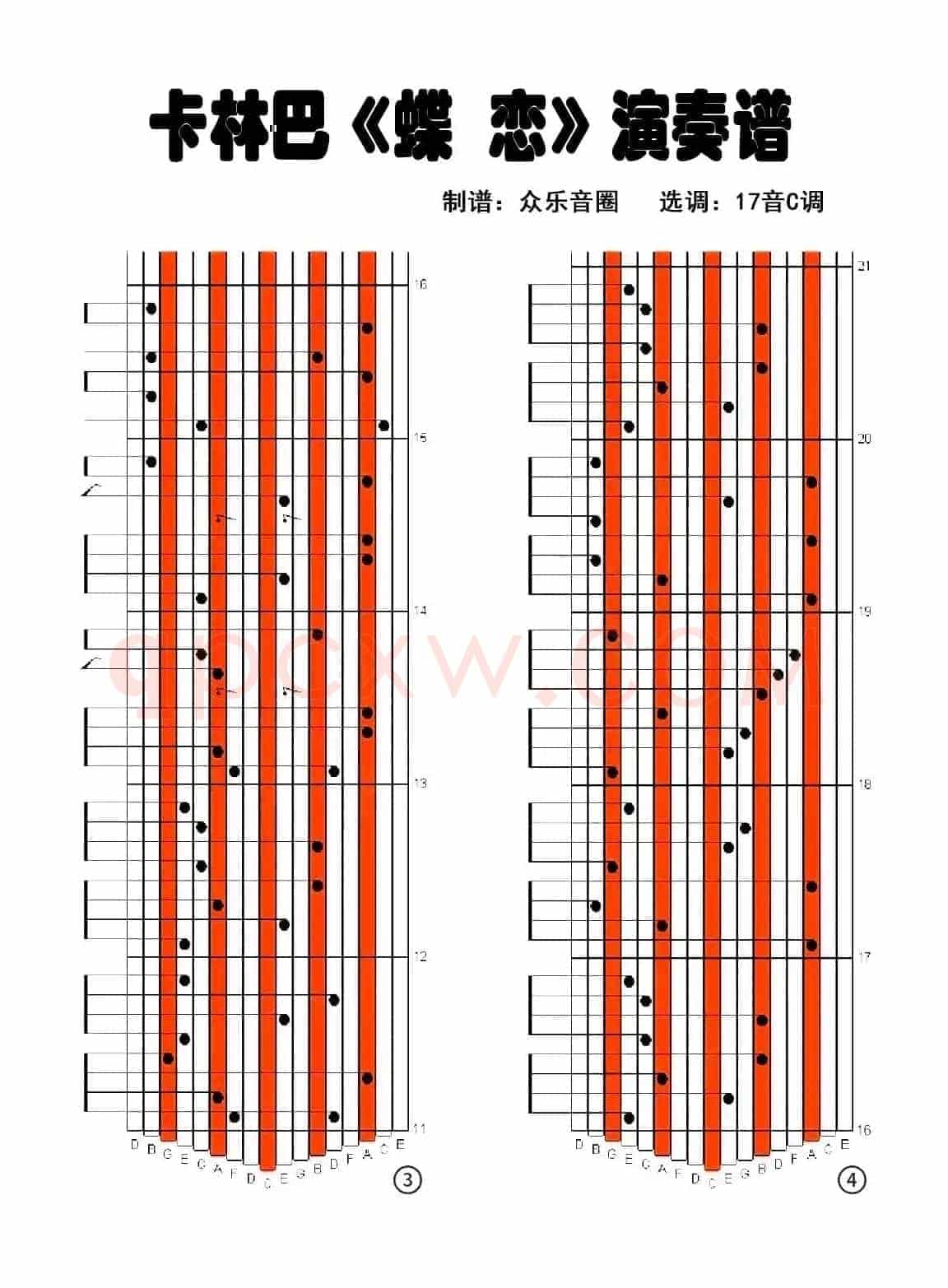 蝶恋（拇指琴卡林巴琴演奏谱）