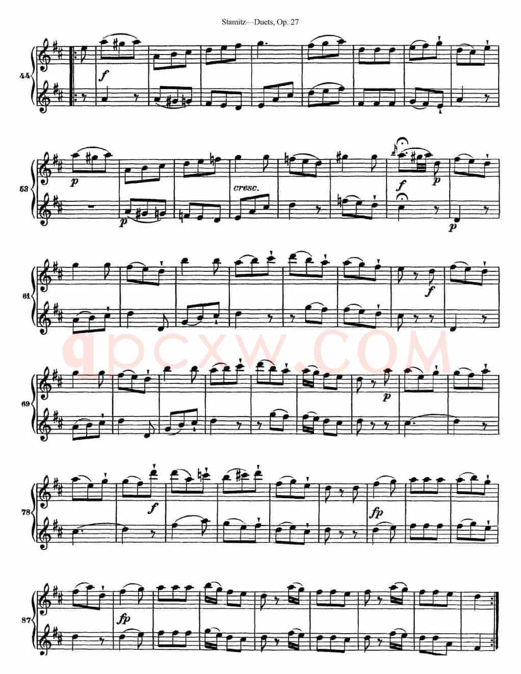 斯塔米茨二重奏长笛练习曲Op.27（No.4）