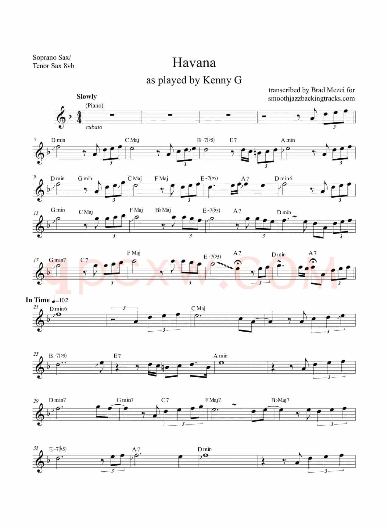 Havana（高音萨克斯/次中音萨克斯 8vb）