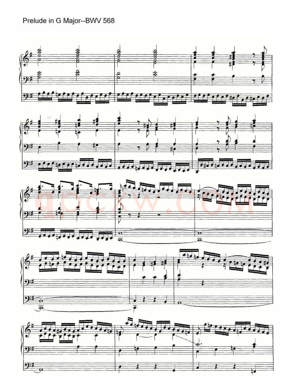 Prelude in G Major--BWV 568(管风琴谱)
