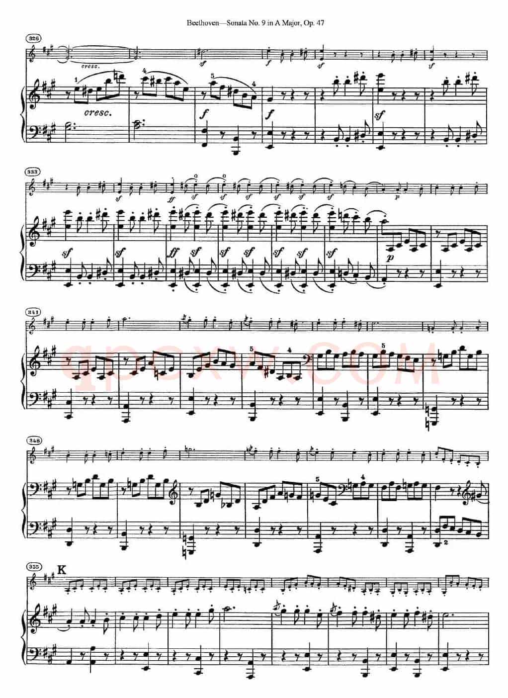 Violin Sonata No.9 in A Major Op.47（小提琴+钢琴伴奏）