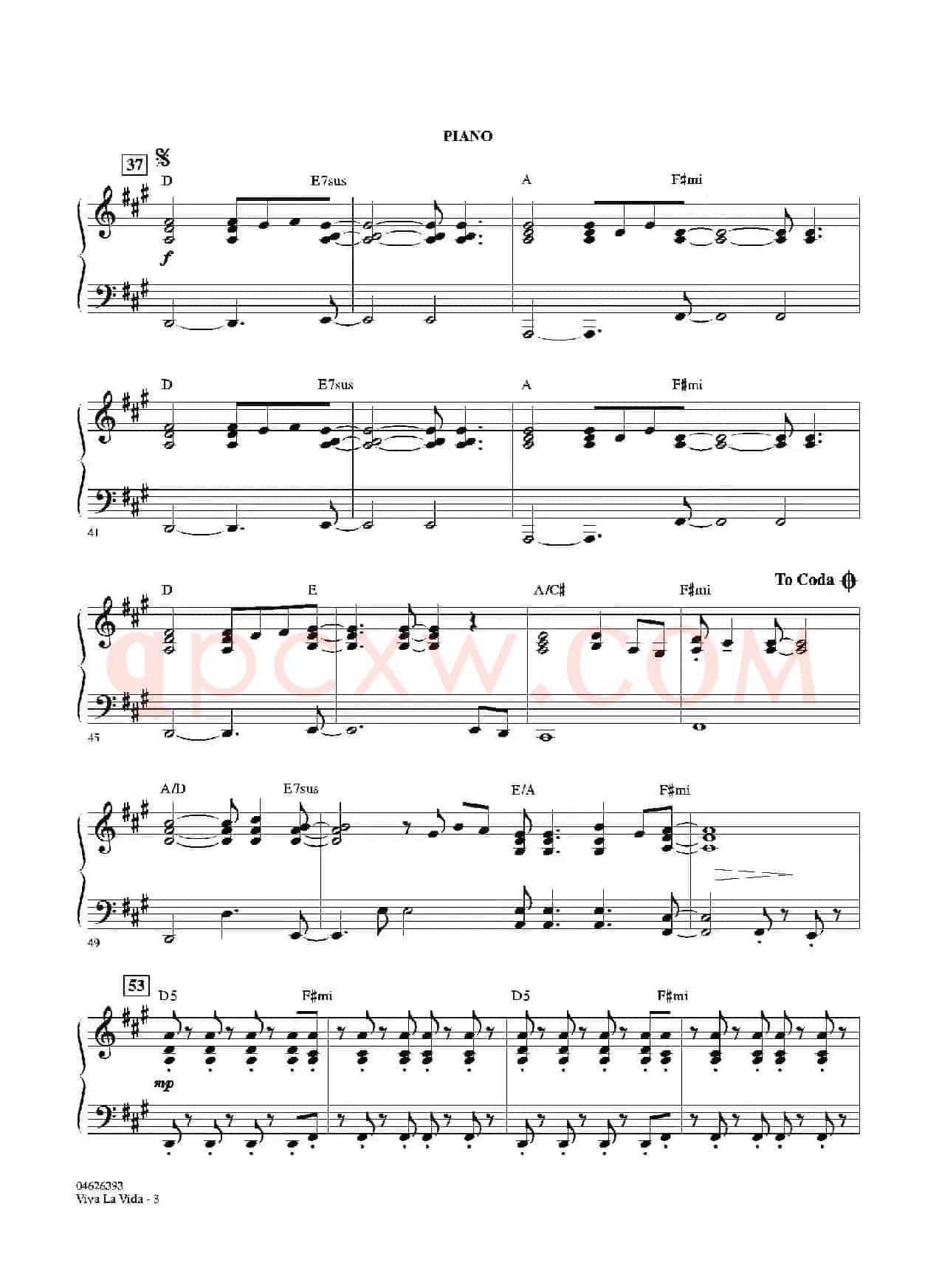 VIVA LA VIDA(钢琴分谱)