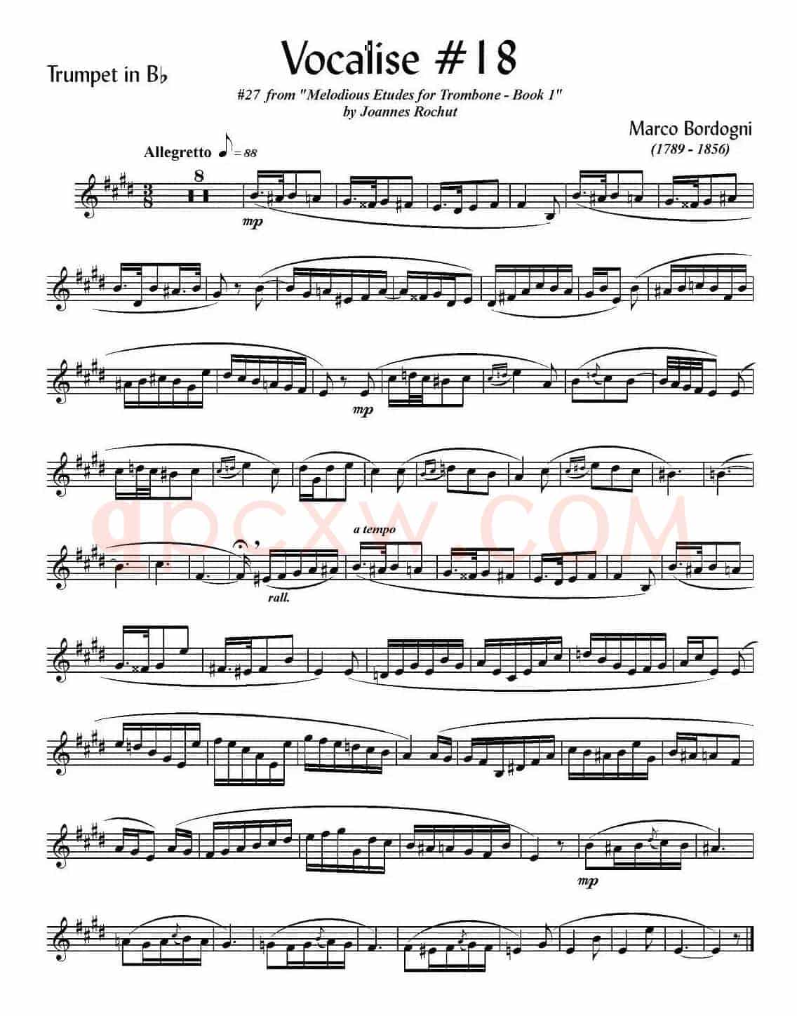 Bordogni - Vocalise #18（小号）
