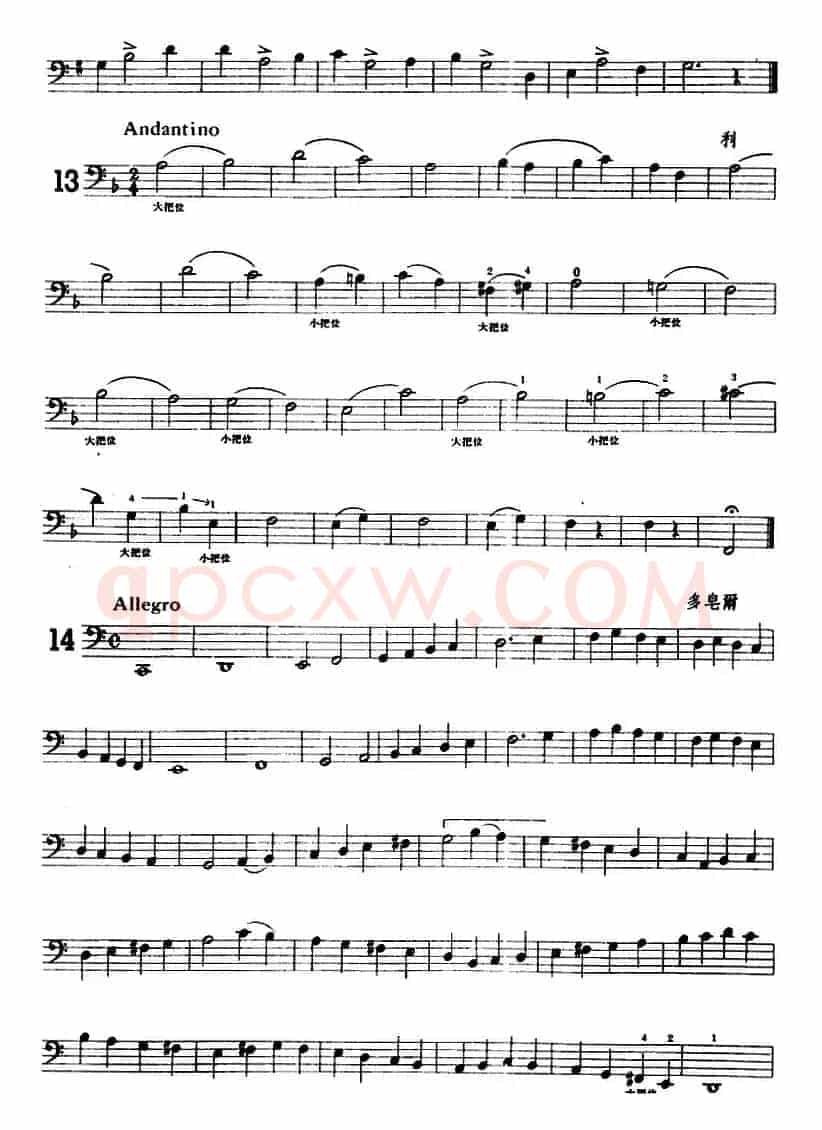 大提琴练习曲：大把位（10—15）