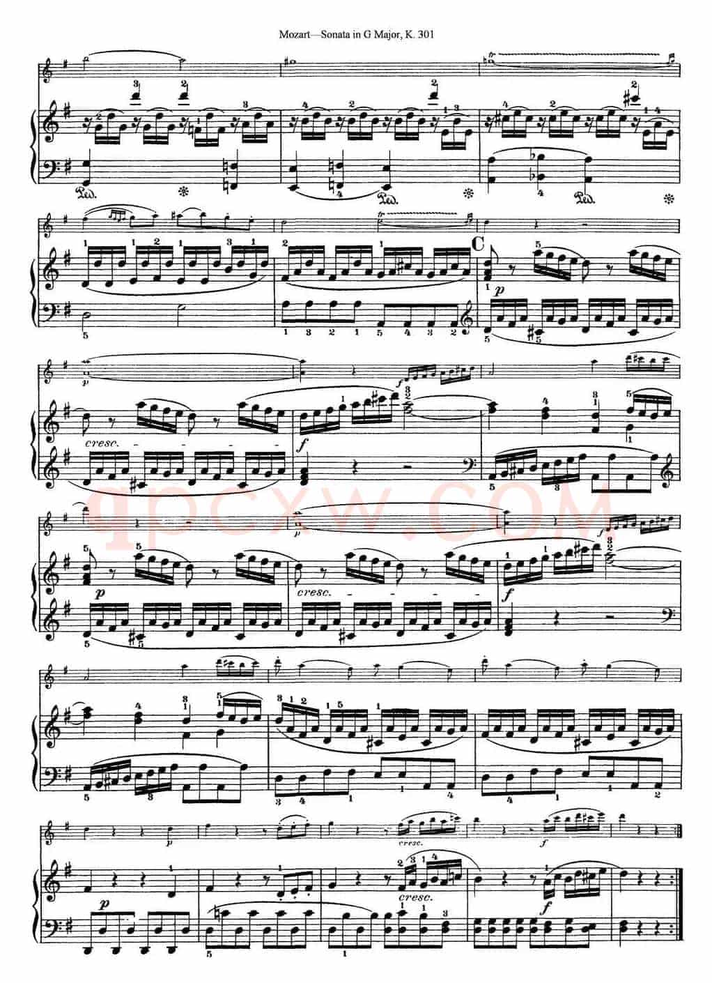 Violin Sonata in G Major K.301（小提琴+钢琴伴奏）