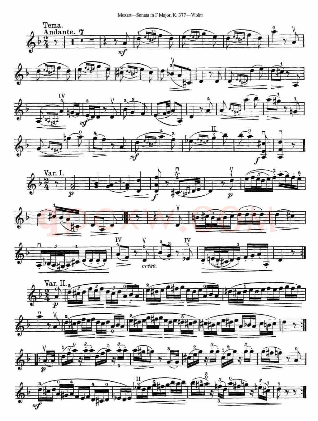 Violin Sonata in F Major K.377