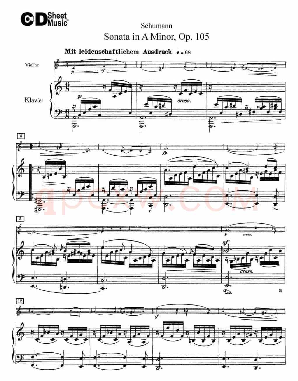 Violin Sonata in A minor Op.105（小提琴+钢琴伴奏）