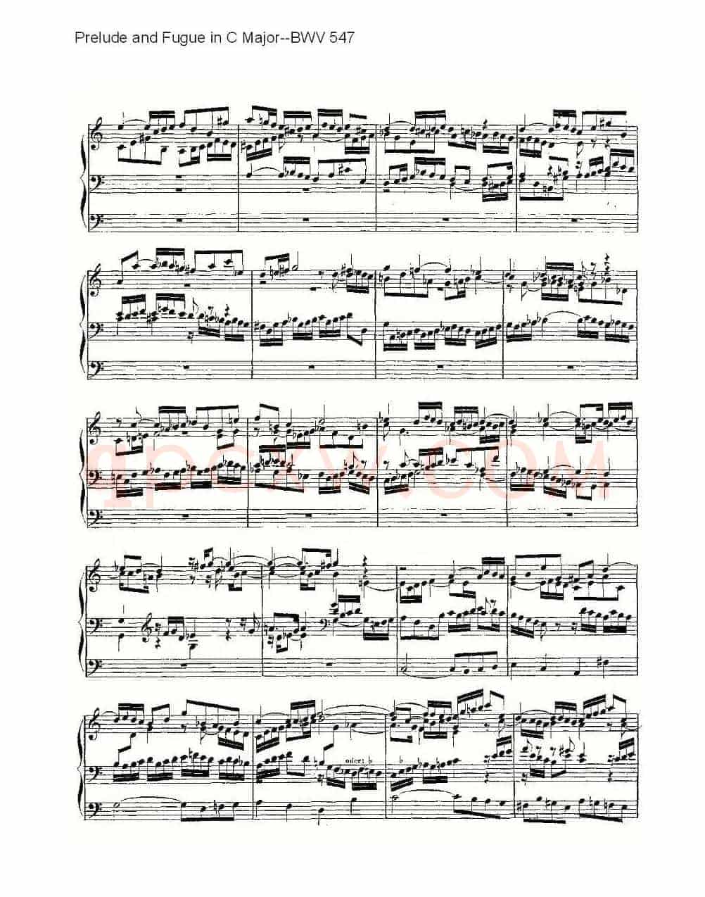 Prelude and Fugue in C Major--BWV 547 (管风琴谱)