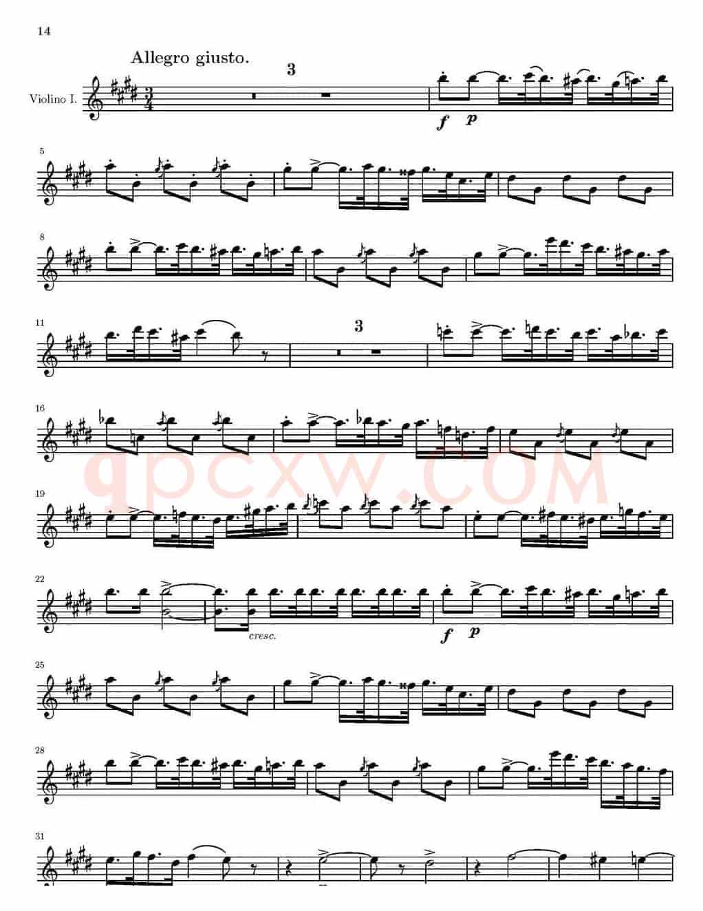 String Quartet nr.18 in E minor（E小调弦乐四重奏）（第一小提琴分谱）