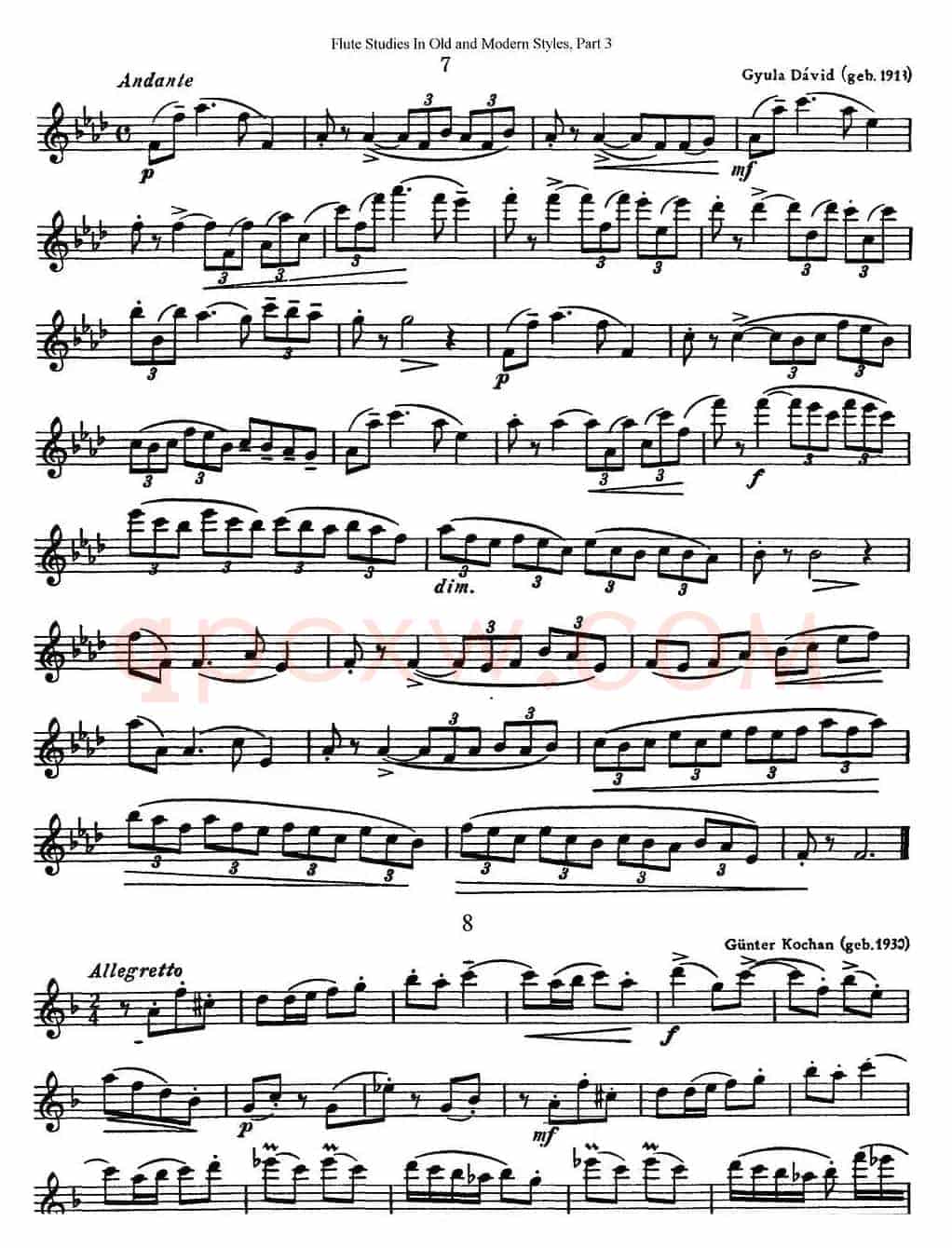 斯勒新老风格长笛练习重奏曲（第三部分）（NO.7-NO.10）