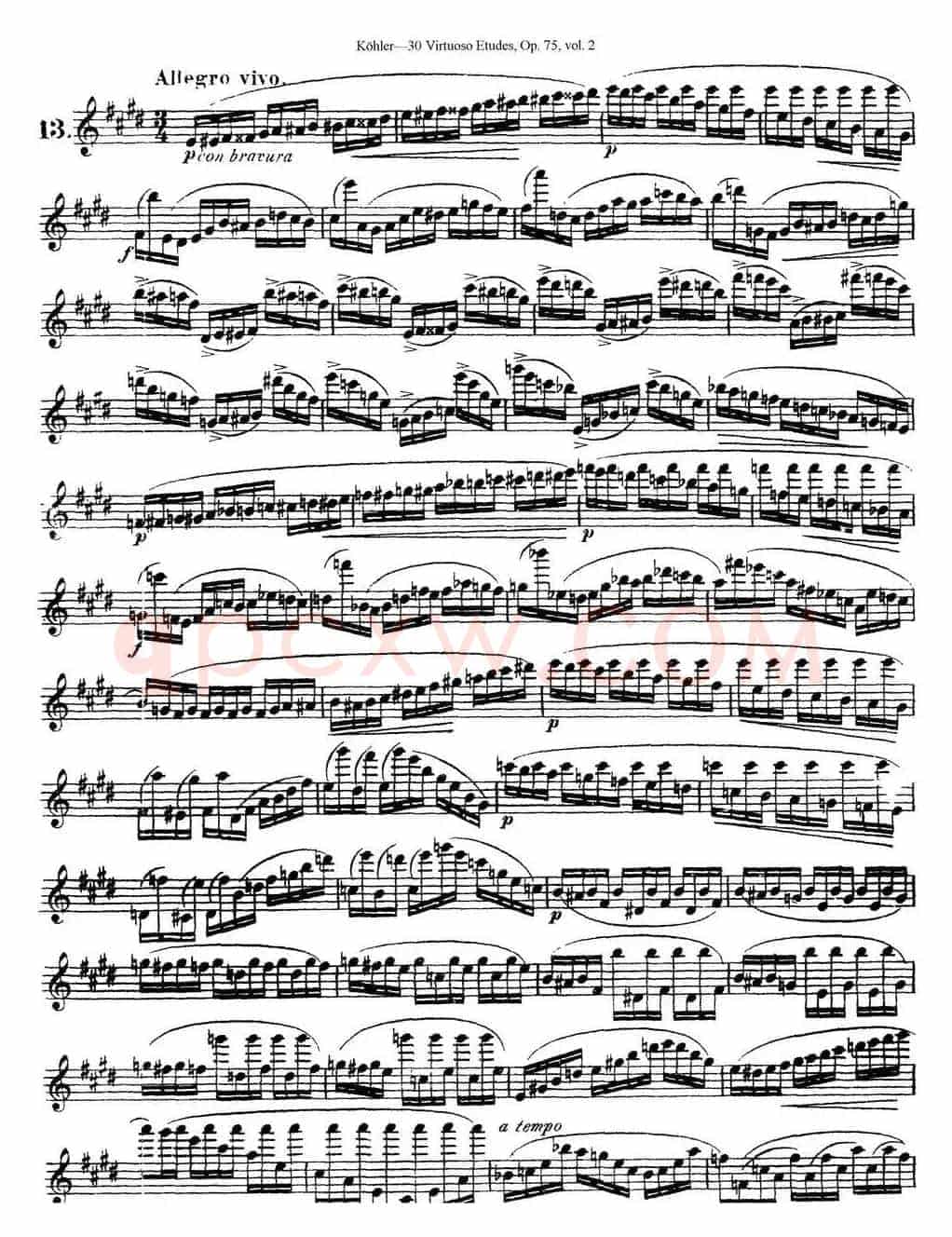 柯勒30首高级长笛练习曲作品75号（NO.13）