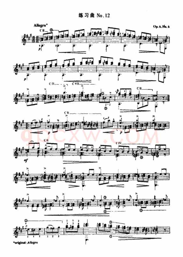 费尔南多·索尔 古典吉他练习曲 No.12(Op.6 No.6)