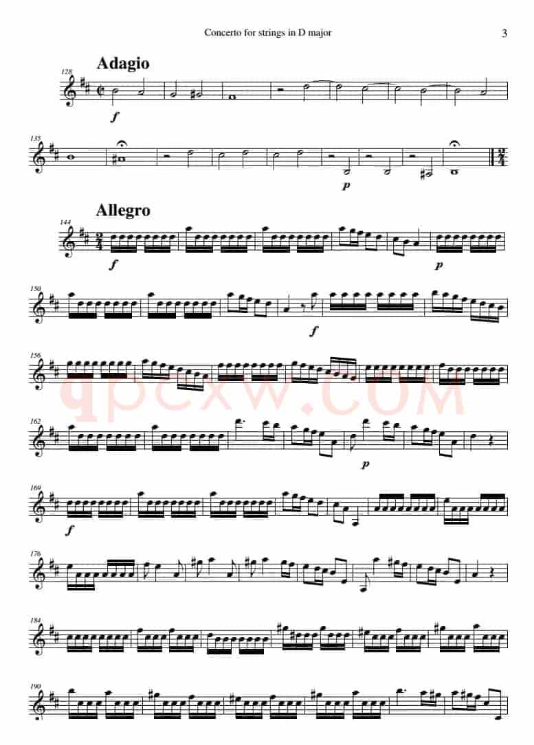 Concerto for strings in D Major（RV121、Violin Ⅱ分谱）