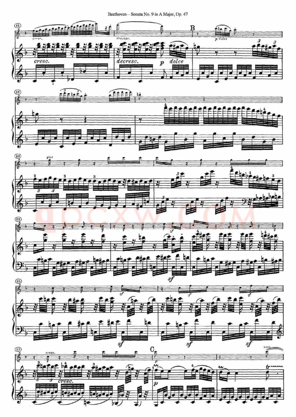 Violin Sonata No.9 in A Major Op.47（小提琴+钢琴伴奏）