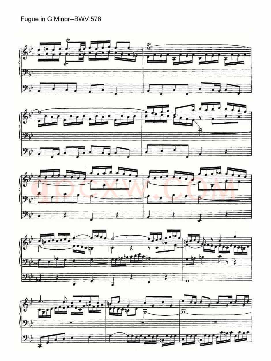 Fugue in G Minor--BWV 578(管风琴谱)