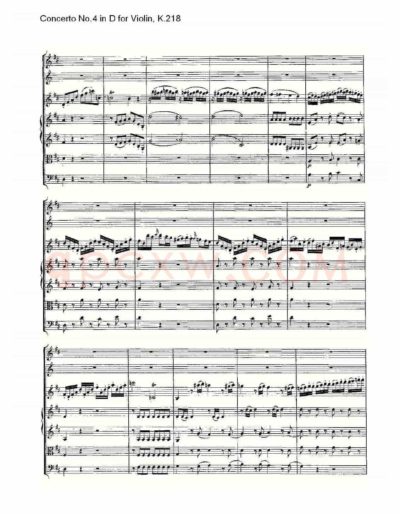 Concerto No.4 in D for Violin, K.218（D调小提琴第四协奏曲，K）