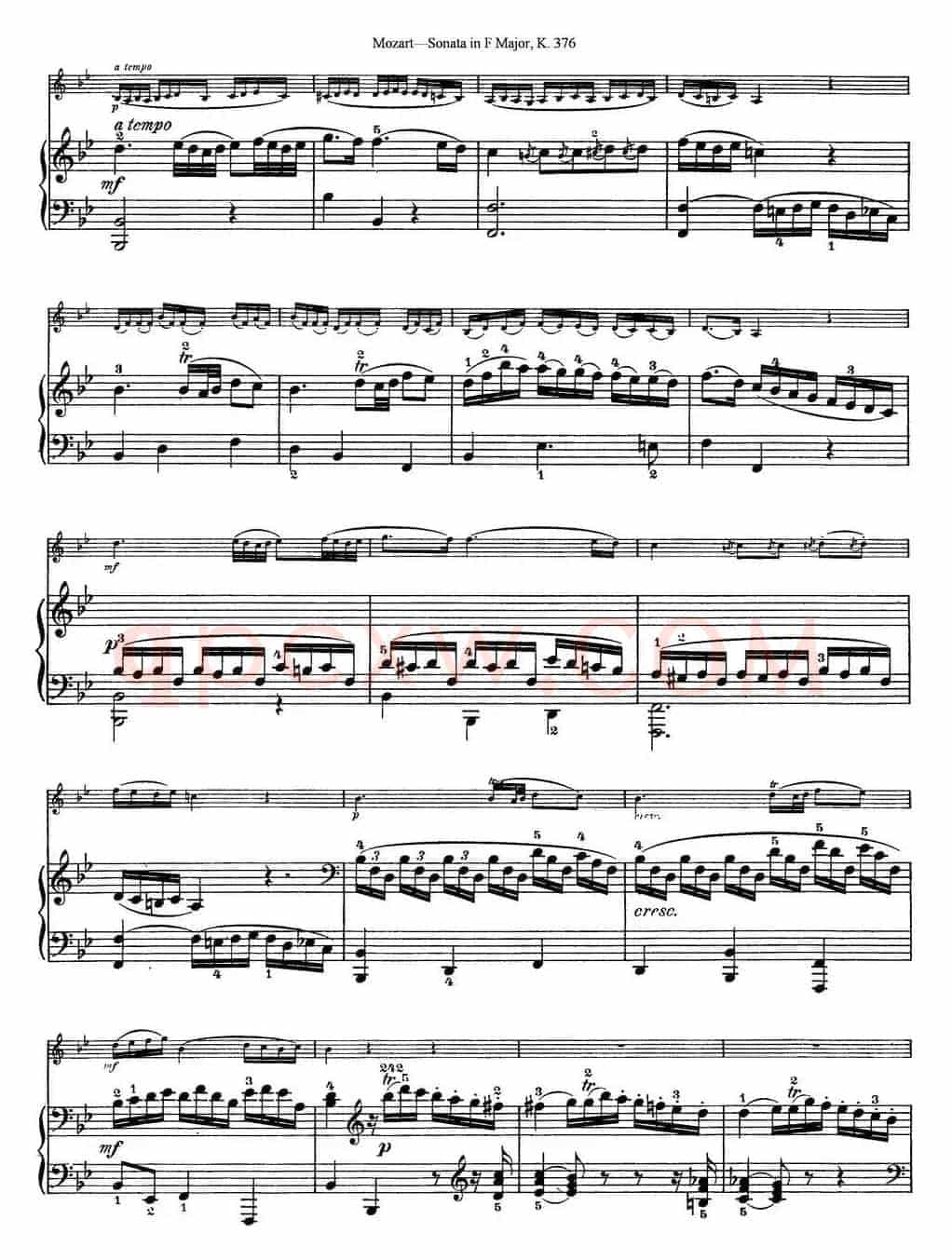 Violin Sonata in F Major K.376（小提琴+钢琴伴奏）