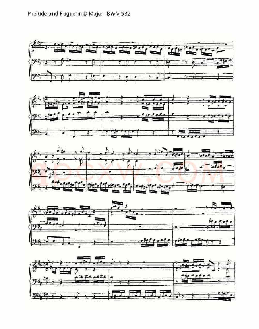 Prelude and Fugue in D Major--BWV 532 (管风琴谱)