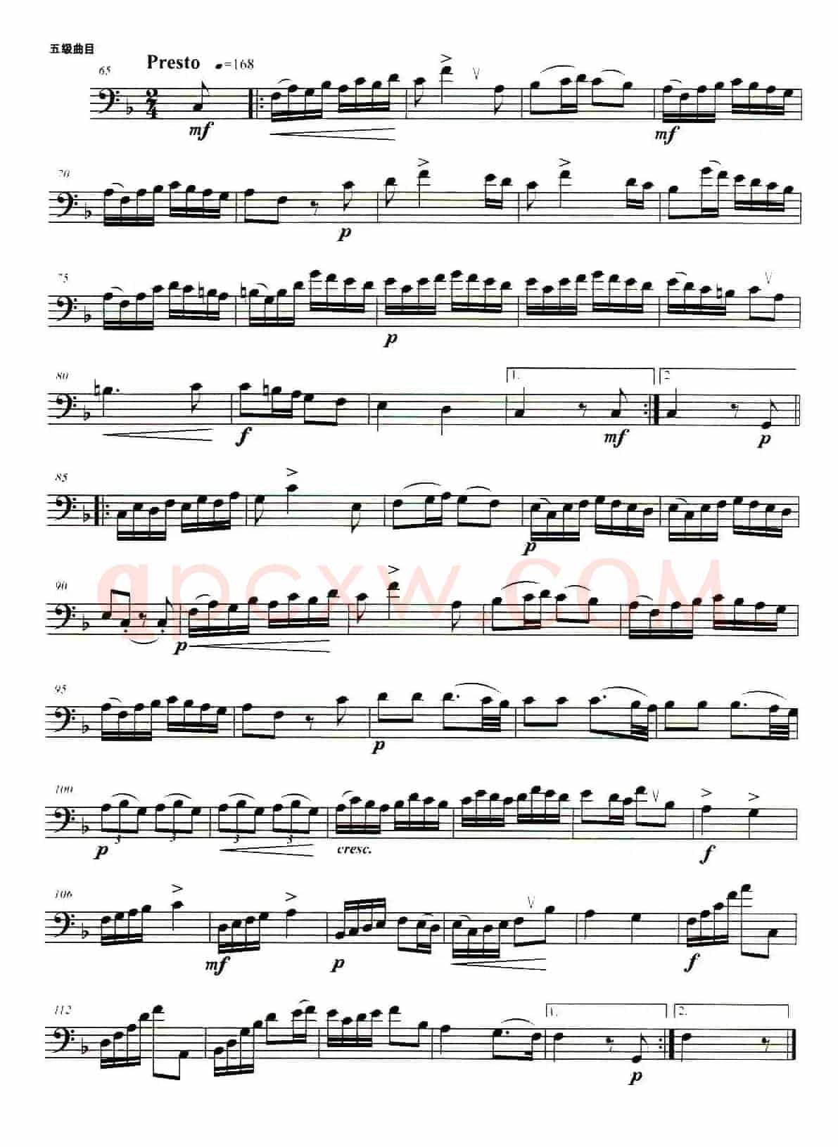 长号考级曲集（5级）马切罗的F大调奏鸣曲