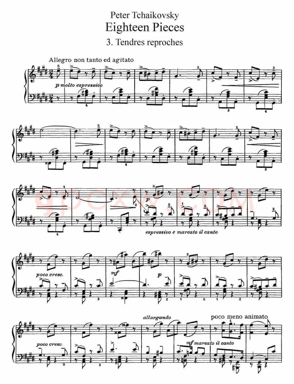 柴可夫斯基18首钢琴小品Op.72(3.Tendres reproches)