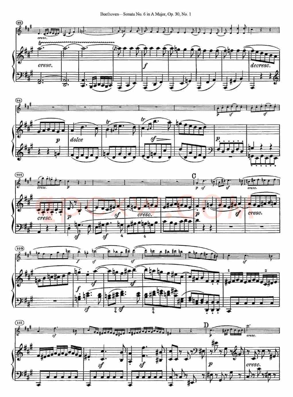 Violin Sonata No.6 in A Major Op.30 No.1（小提琴+钢琴伴奏）