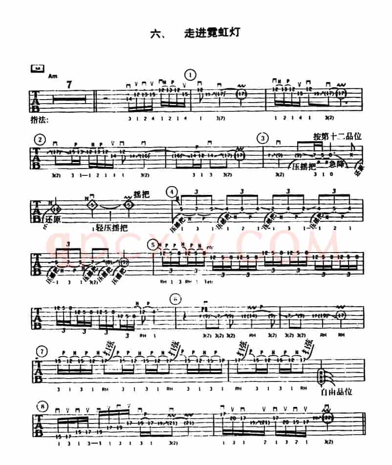 重金属吉他演奏示范曲谱（六、走进霓虹灯）