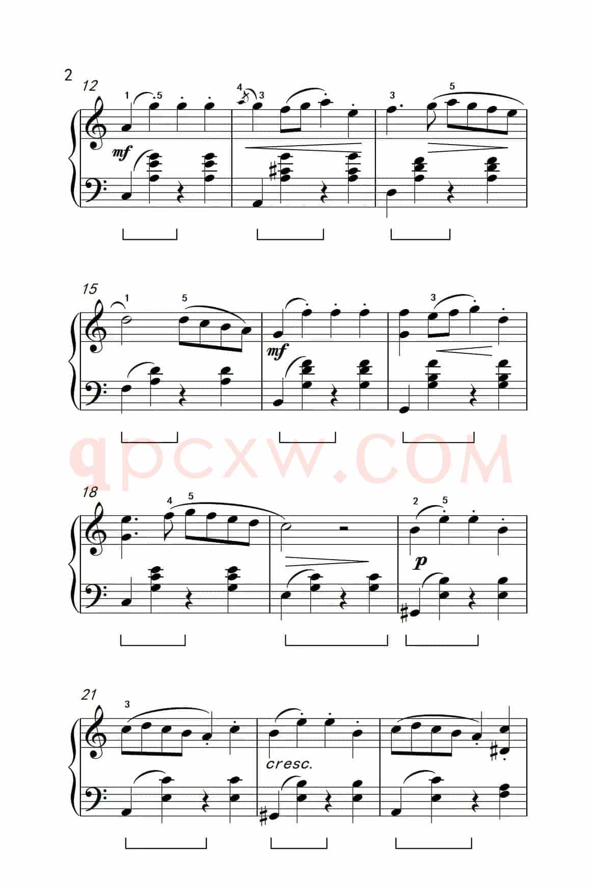 金婚曲（约翰·汤普森 成人钢琴教程 第三册）