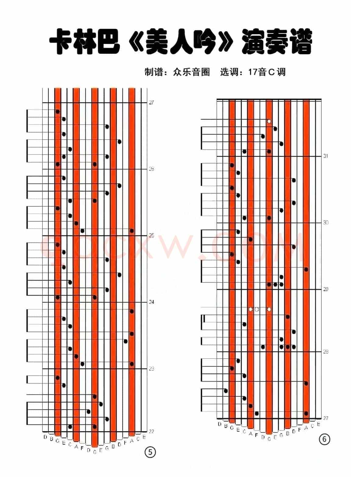美人吟（拇指琴卡林巴琴演奏谱）