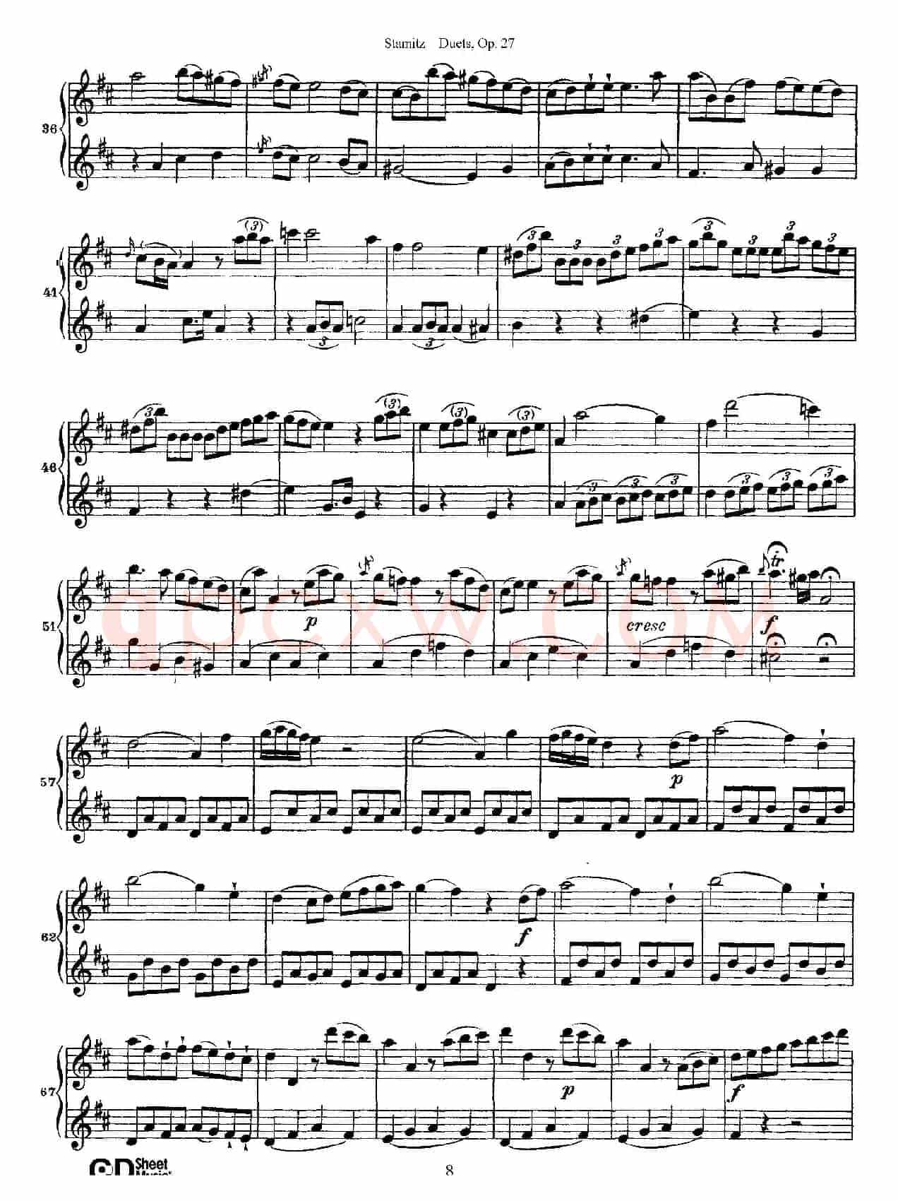 斯塔米茨二重奏长笛练习曲Op.27（No.4）
