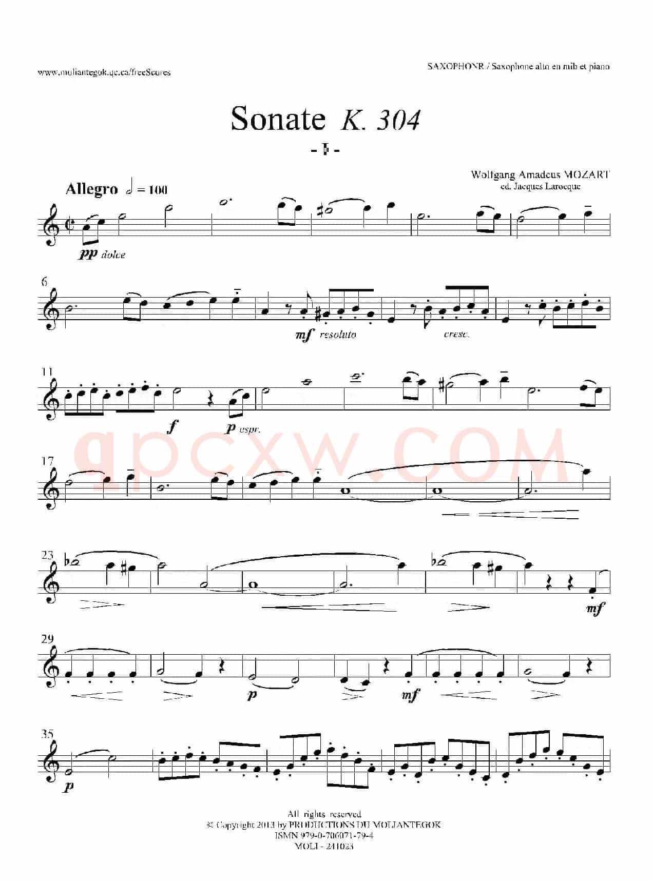 奏鸣曲 Op.304（中音萨克斯）