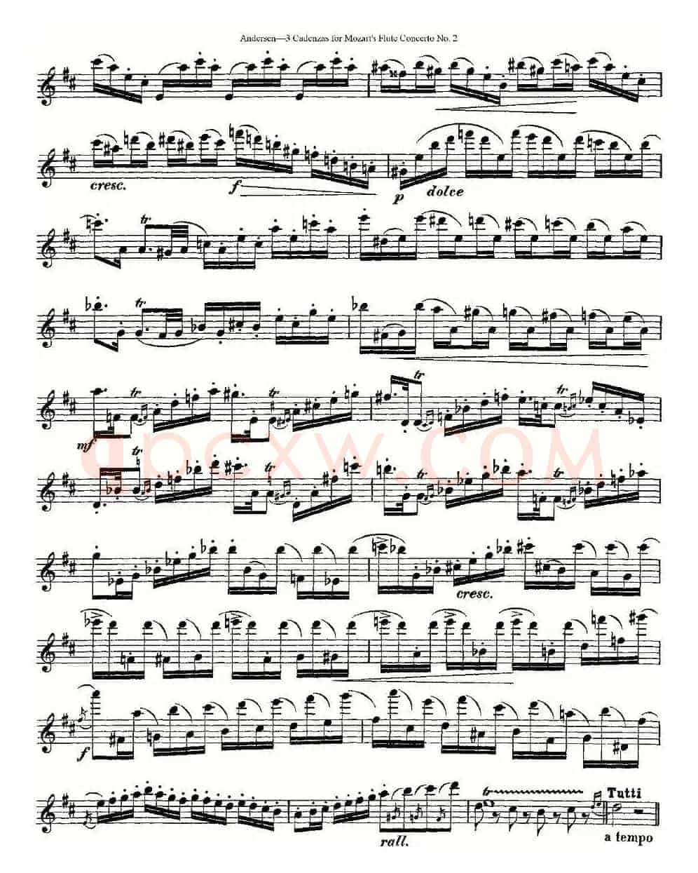 3 Cadenzas for Mozart's flute Concerto No.2