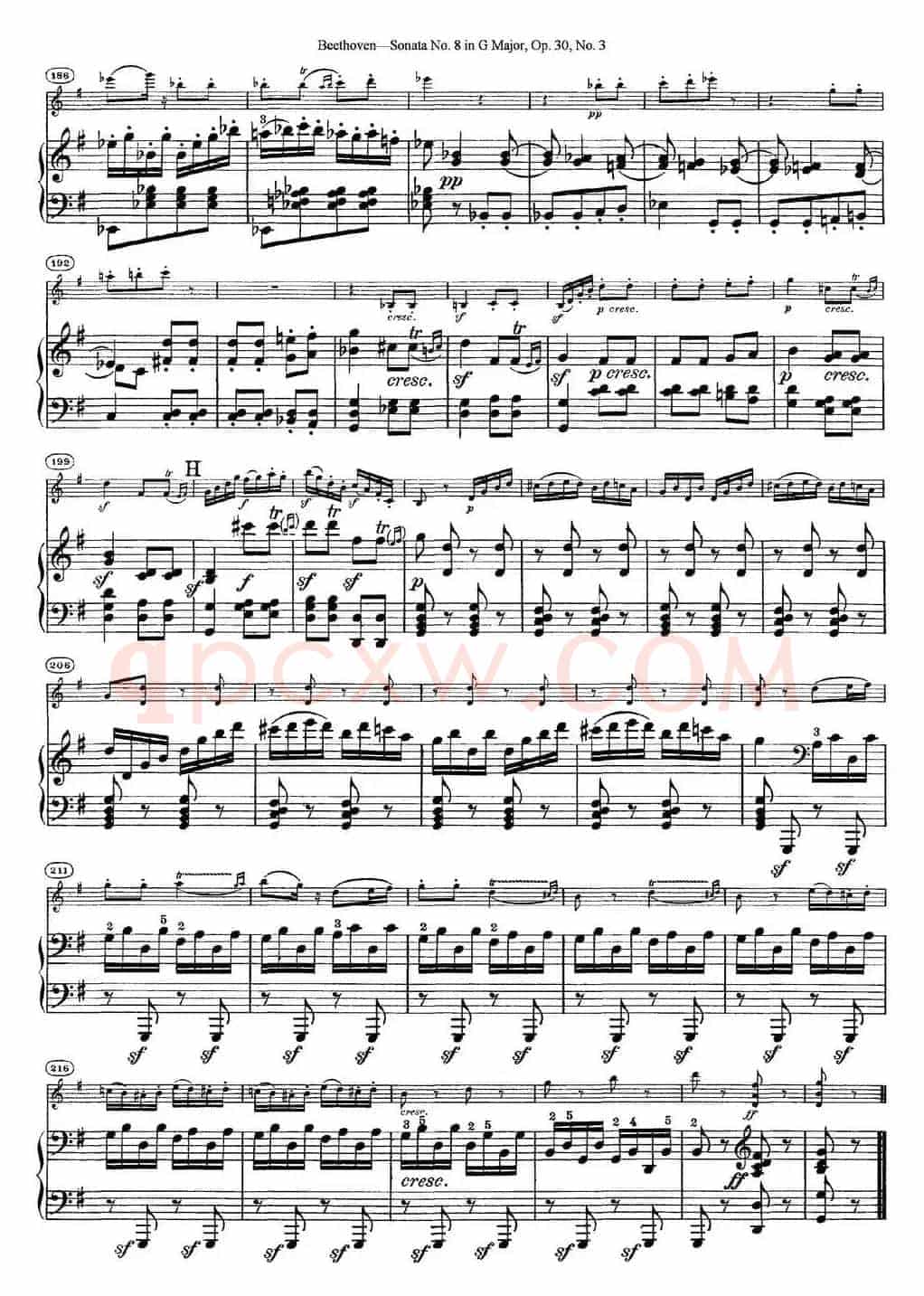 Violin Sonata No.8 in G Major Op.30 No.3（小提琴+钢琴伴奏）