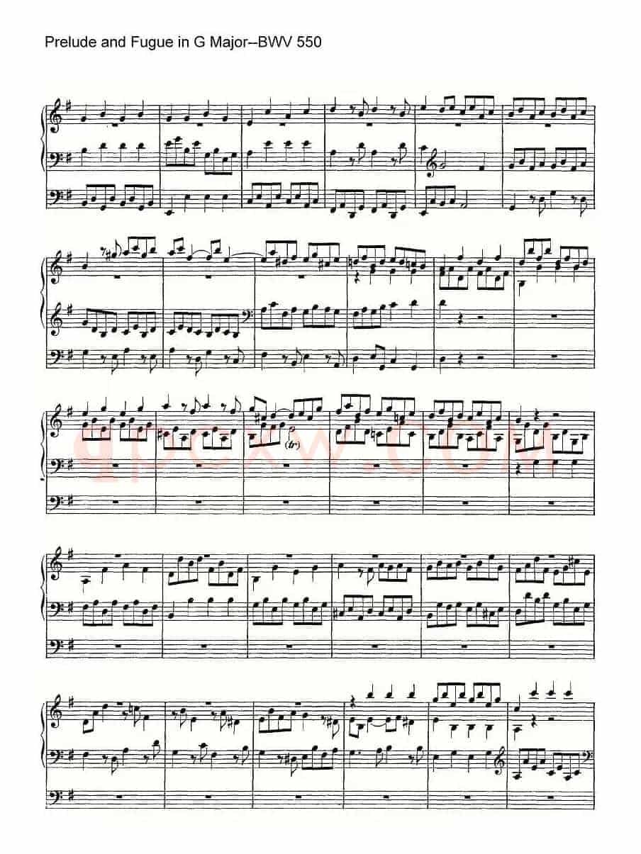 Prelude and Fugue in G Major--BWV 550(管风琴谱)