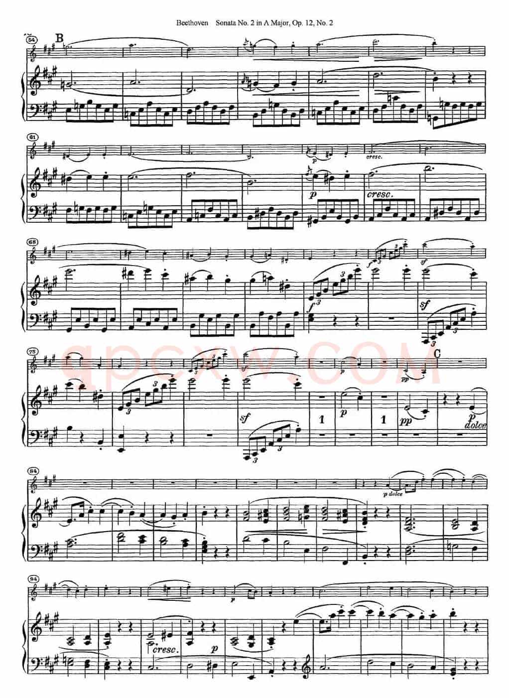 Violin Sonata No.2 in A Major Op.12 No.2（小提琴+钢琴伴奏）