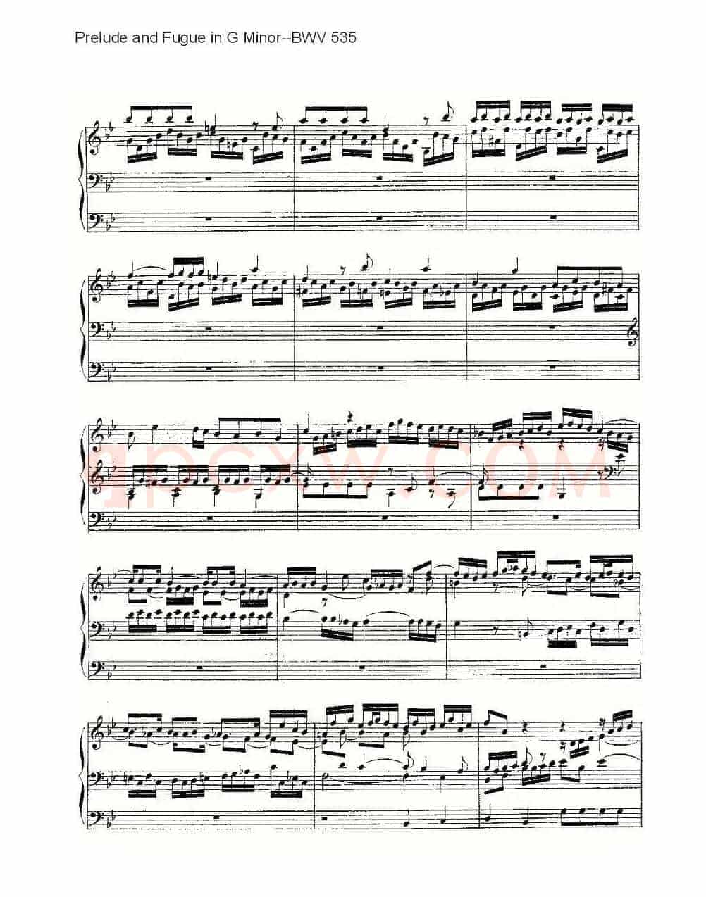 Prelude and Fugue in G Minor--BWV 535 (管风琴谱)