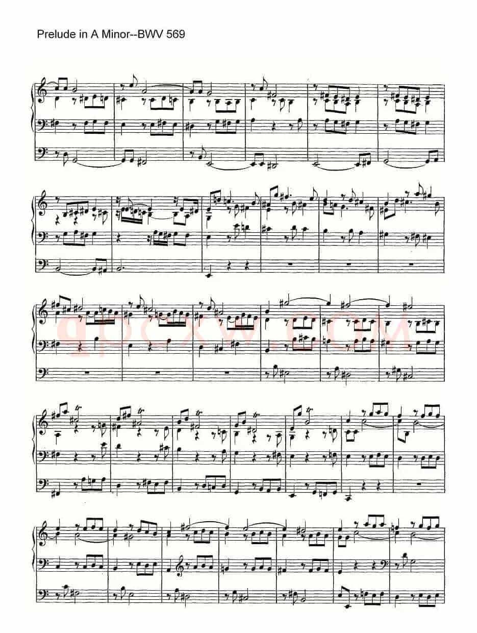 Prelude in A Minor--BWV 569（管风琴谱）