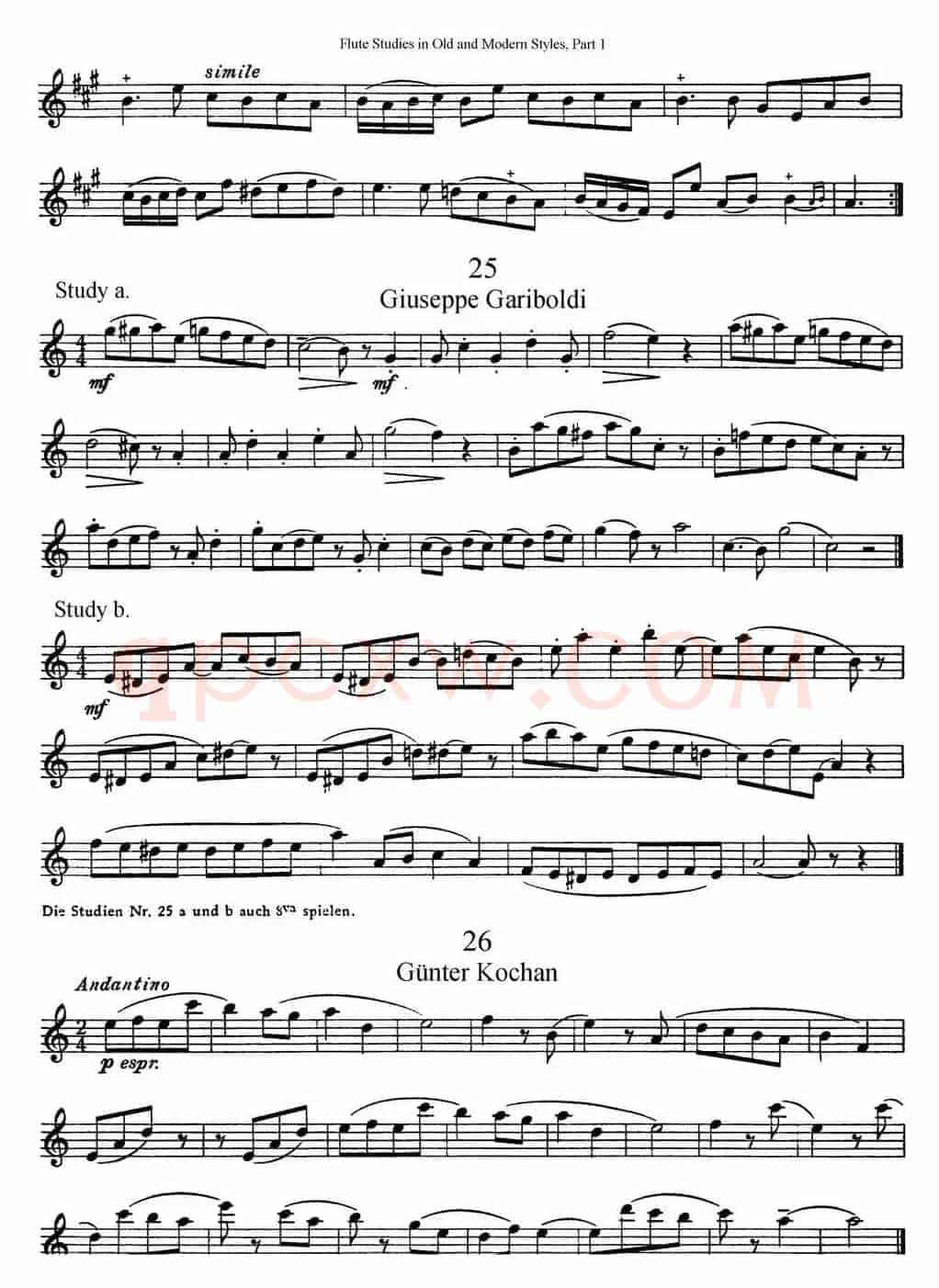 斯勒新老风格长笛练习重奏曲（第一部分）（NO.22-NO.26）