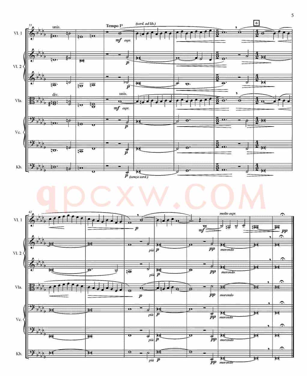Adagio For Strings 弦乐柔板（五重奏）