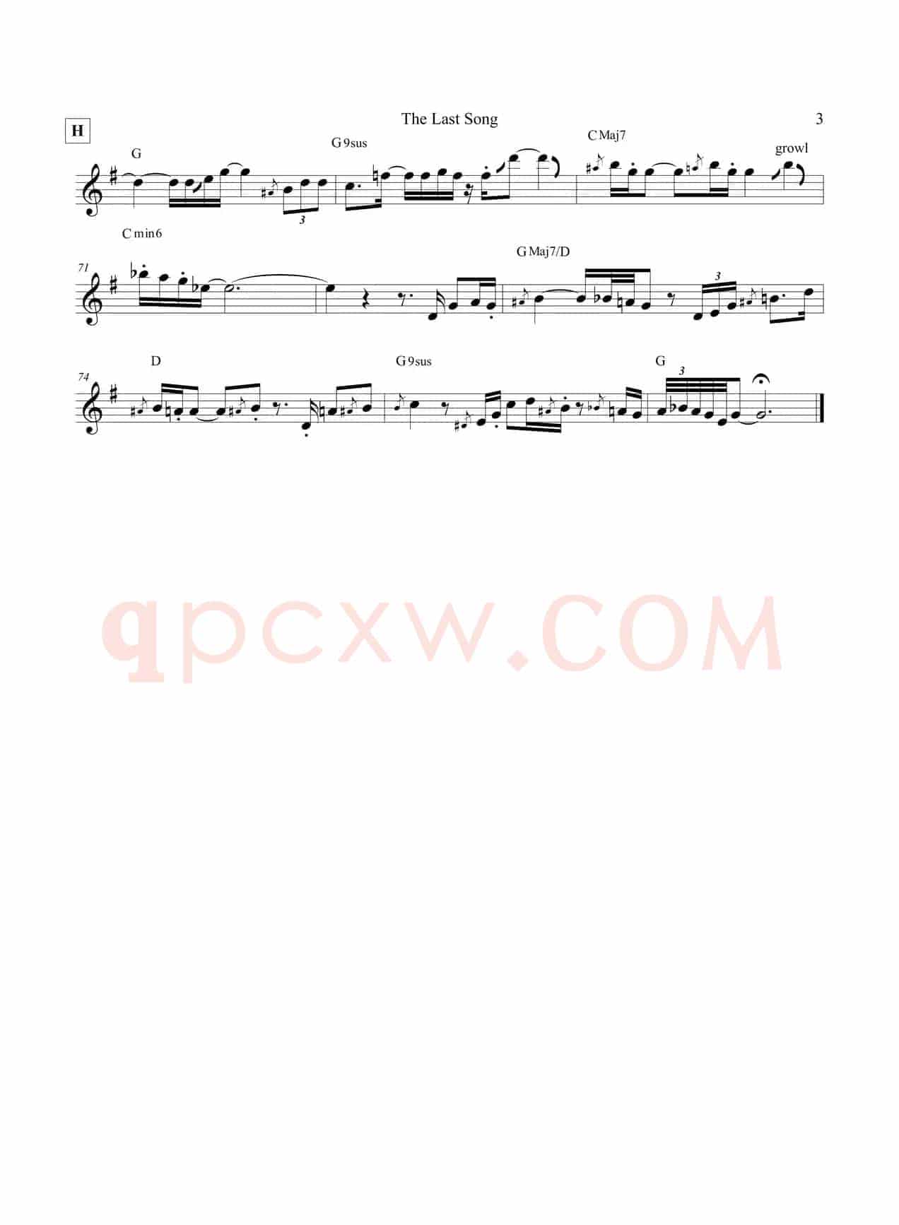 The Last Song（中音萨克斯）