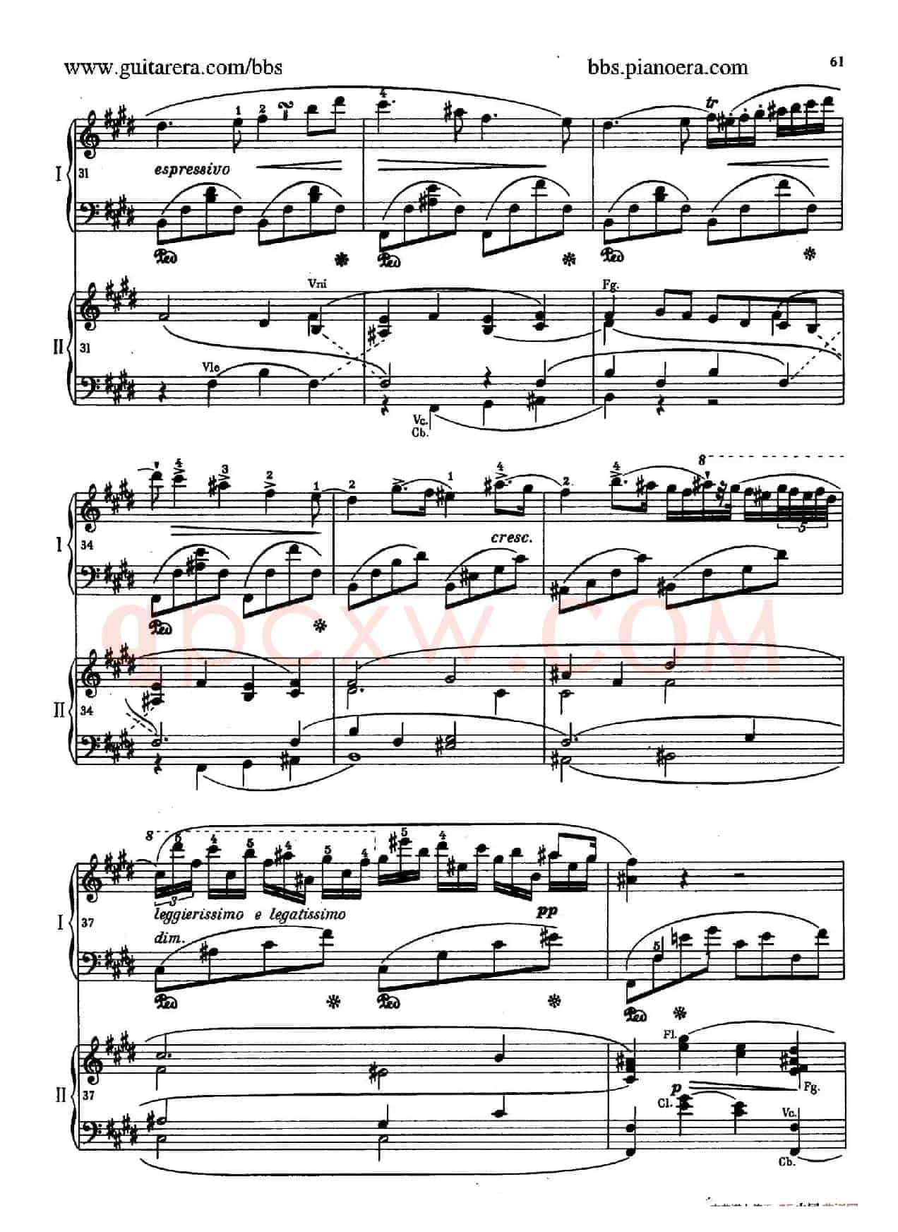 e小调第一钢琴协奏曲 Op.11（双钢琴版·第二乐章）