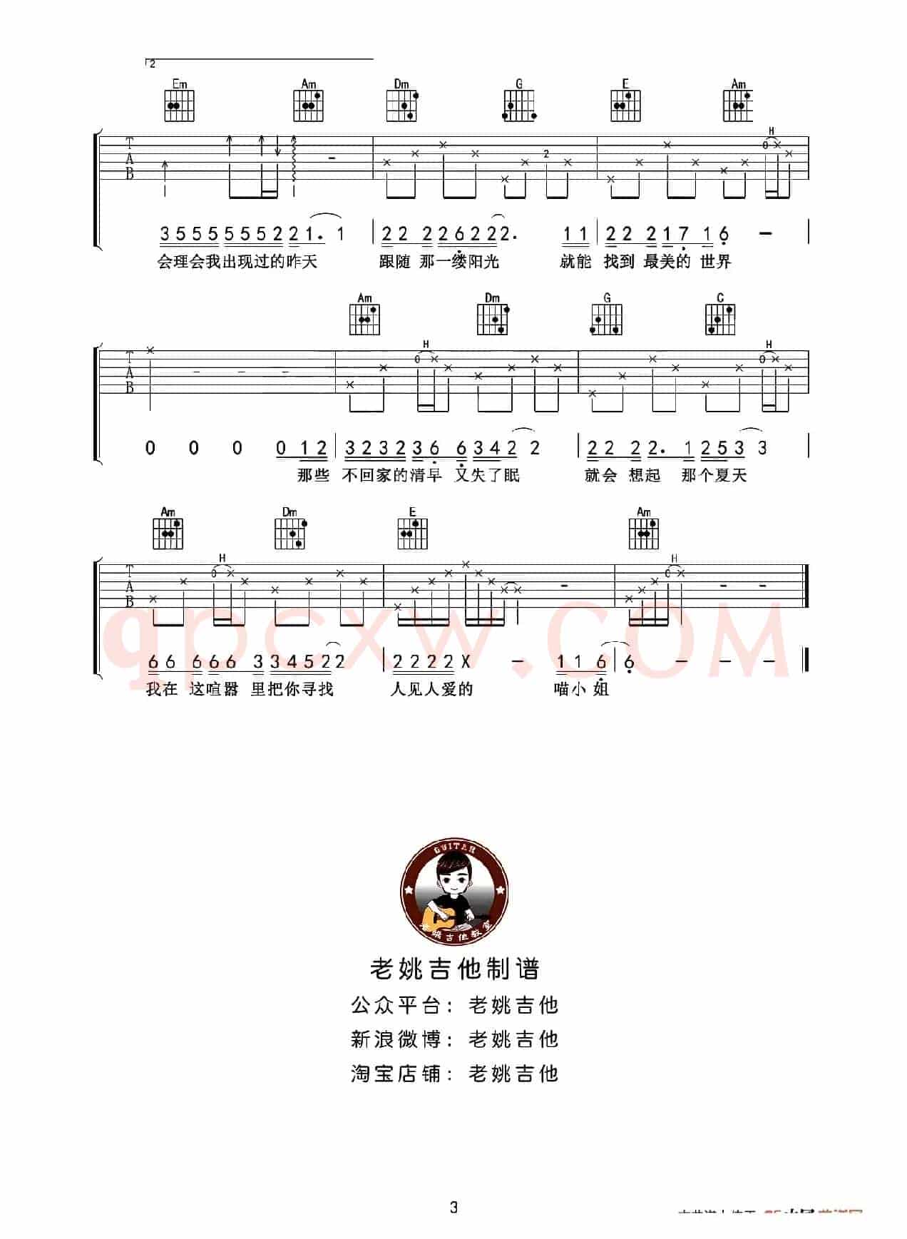 再见吧喵小姐（老姚吉他编配版）