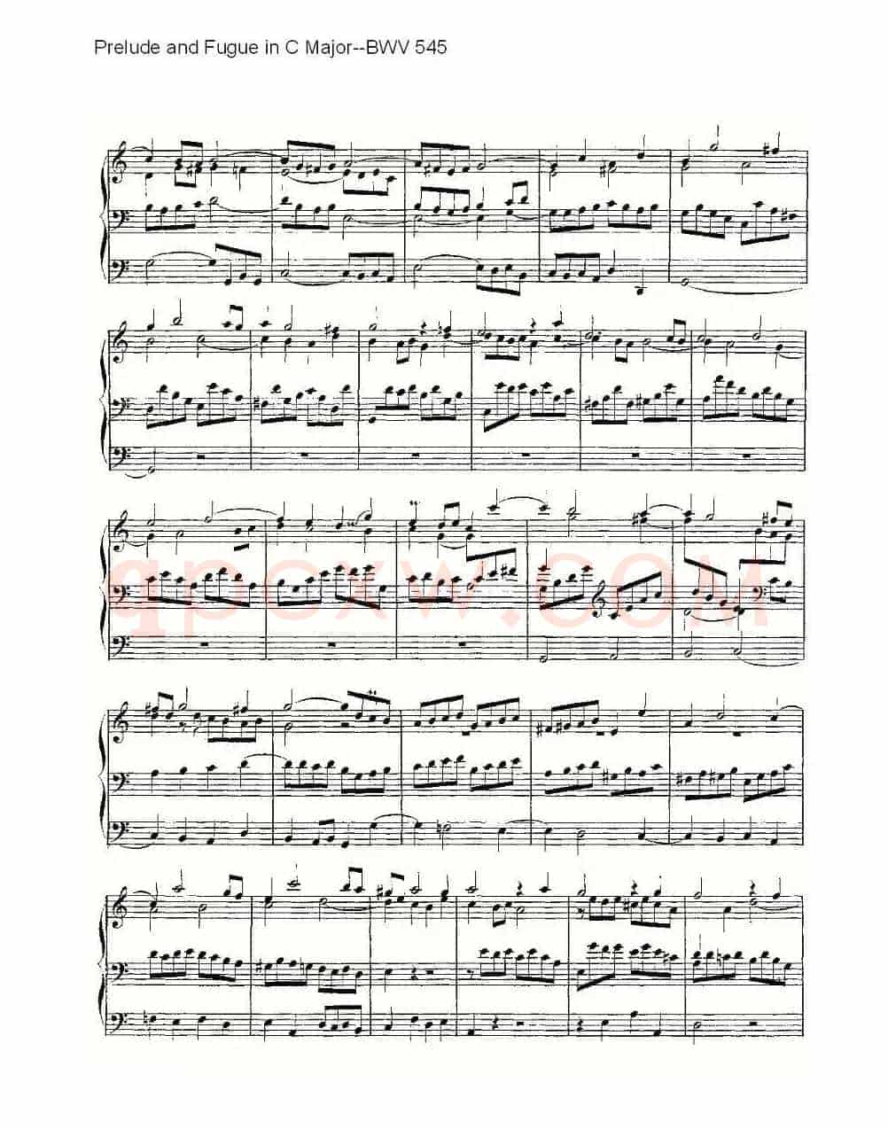 Prelude and Fugue in C Major--BWV 545 (管风琴谱)