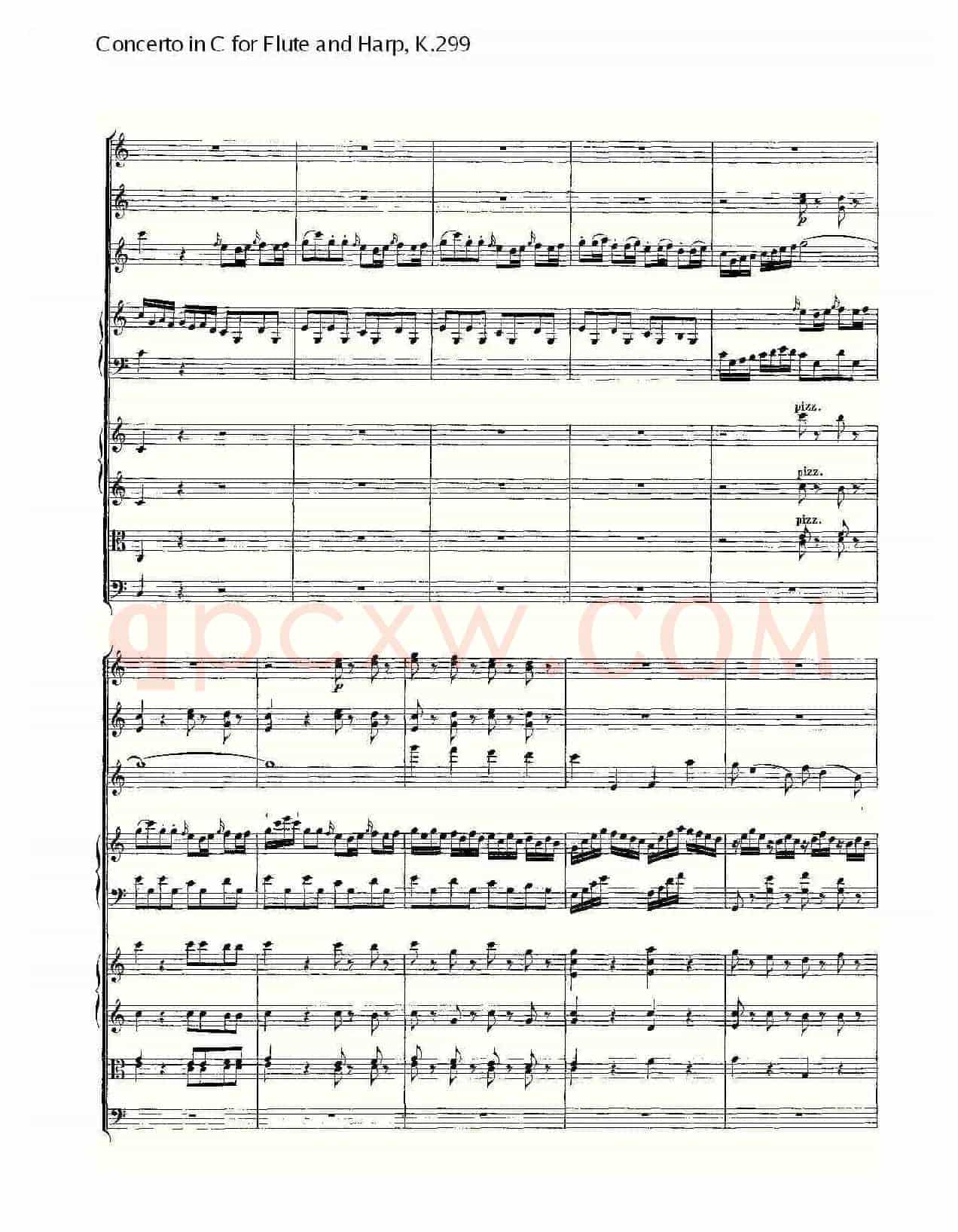C调长笛与竖琴协奏曲, K.299（一）
