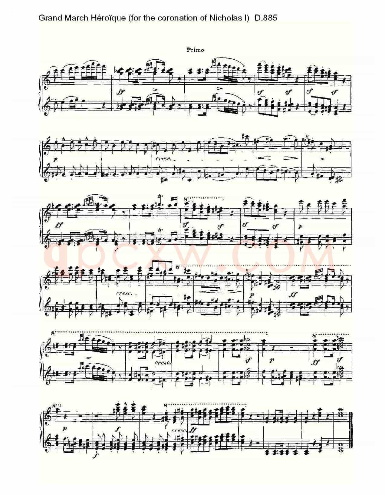 豪华进行曲（为尼古拉斯一世加冕礼而作)D.88）