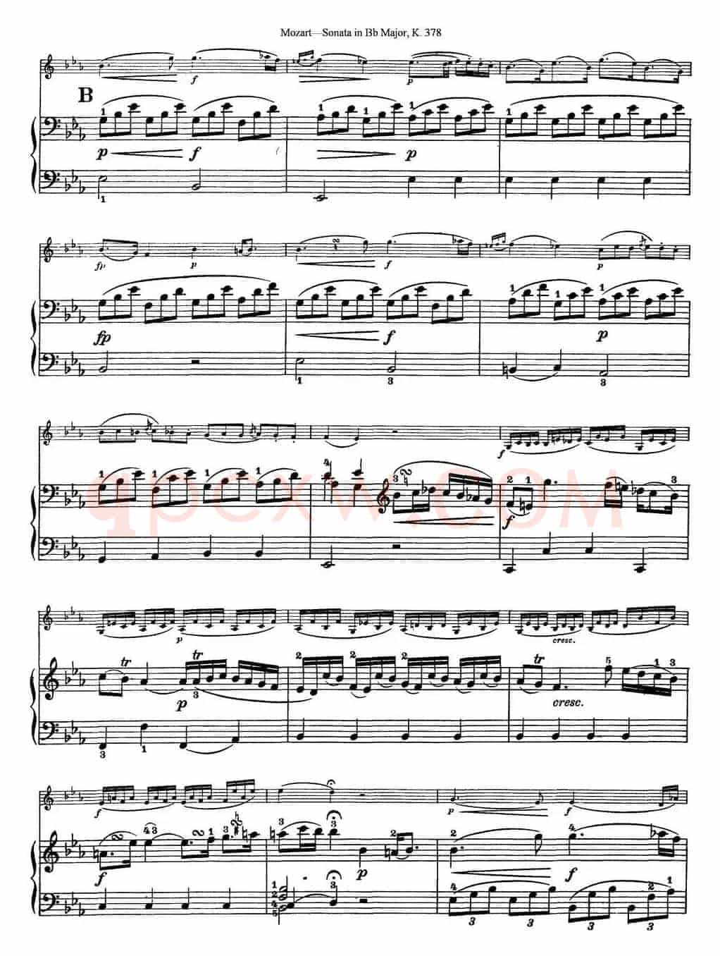 Violin Sonata in Bb Major K.378（小提琴+钢琴伴奏）