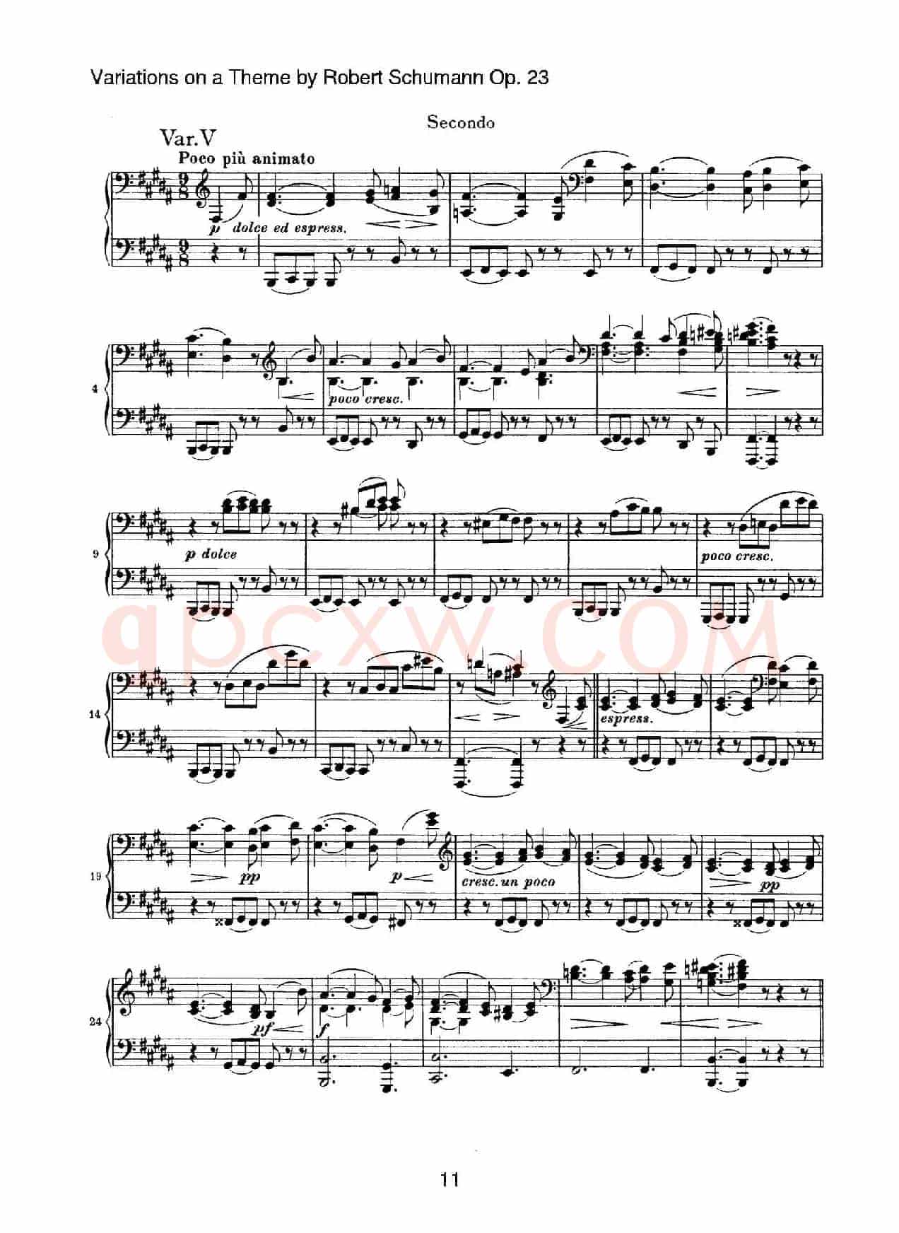 Variations on a Theme by Robert Schumann Op.23(舒曼主题变奏曲)(四手联弹)