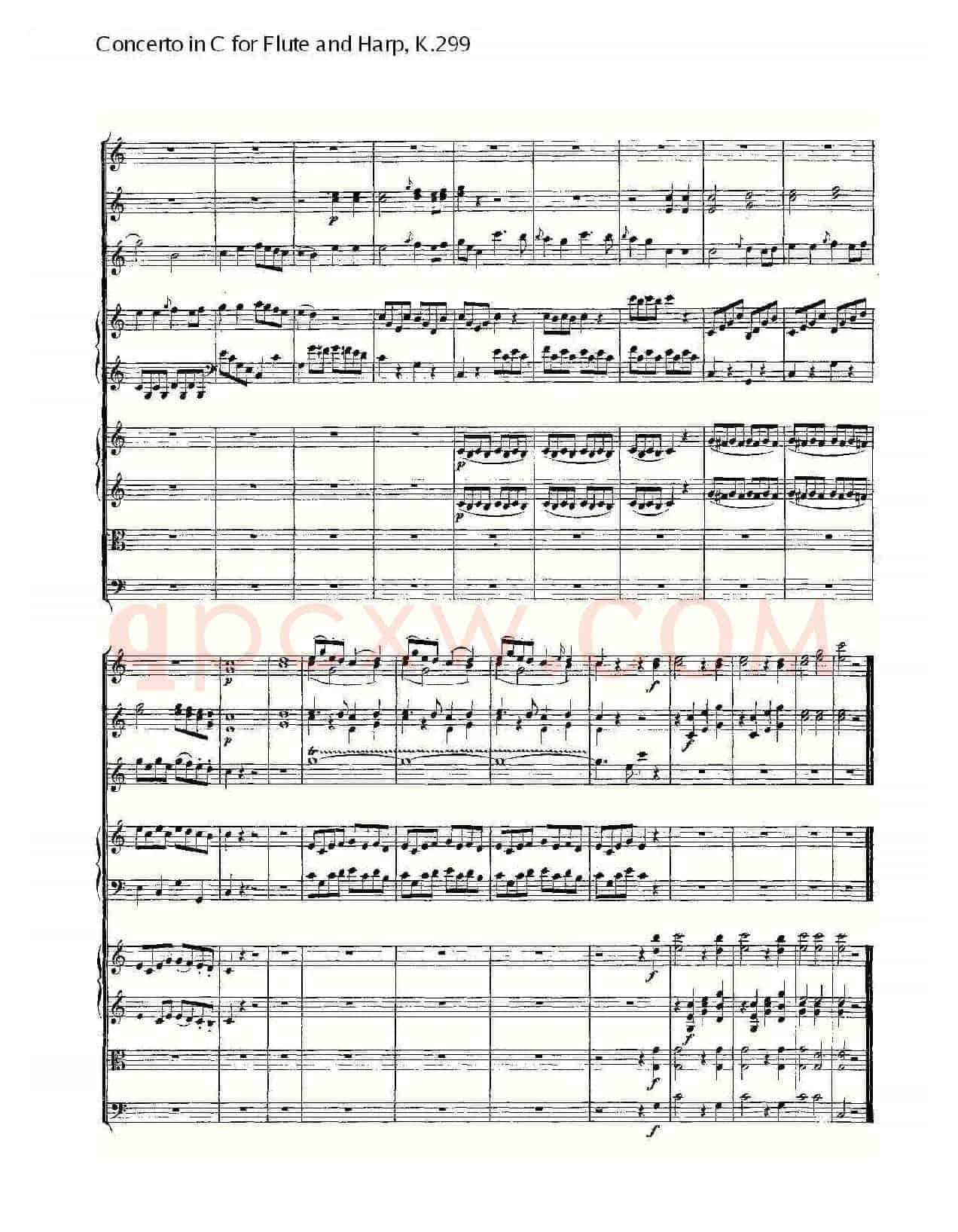 C调长笛与竖琴协奏曲, K.299（二）