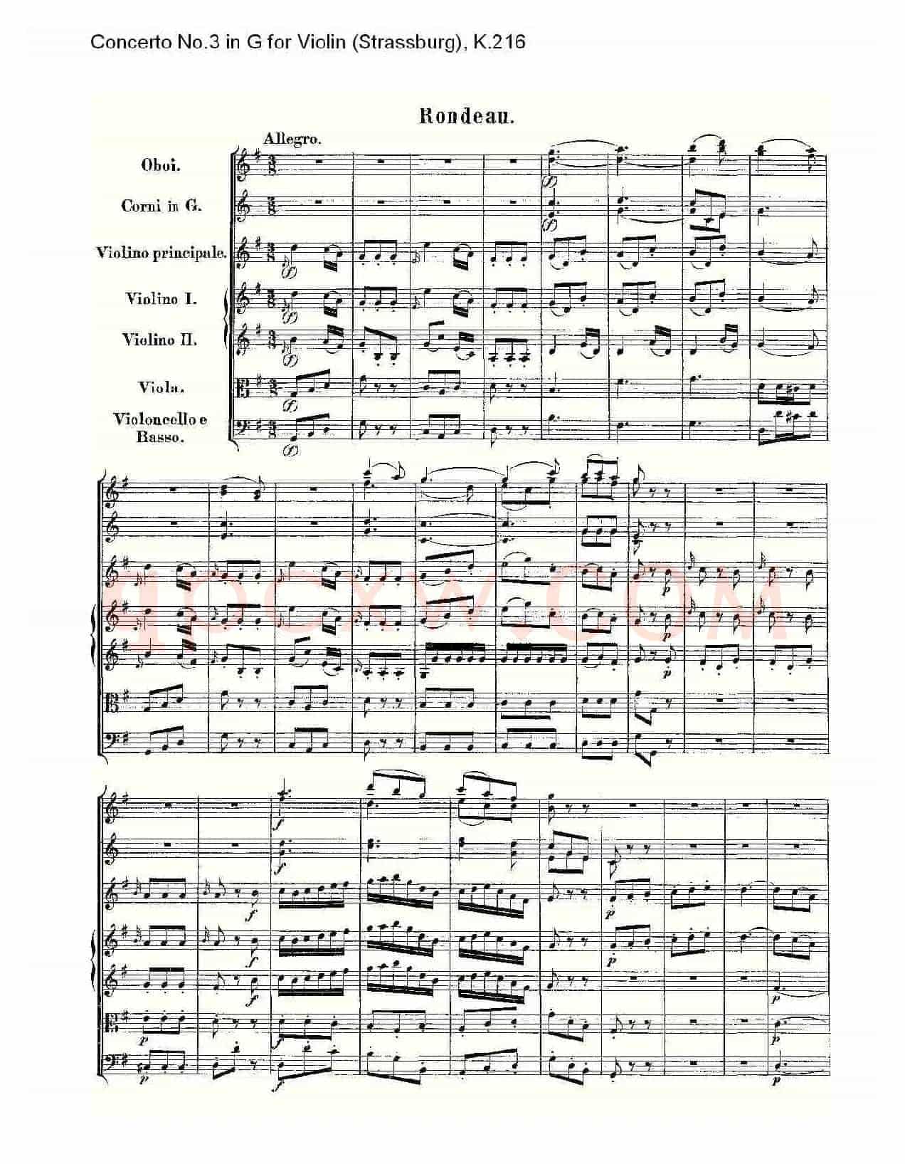 Concerto No.3 in G for Violin K.216(G调小提琴第三协奏曲, K)