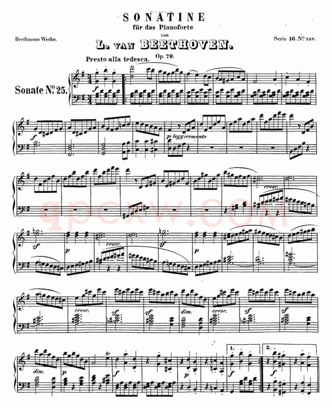 贝多芬钢琴奏鸣曲25 杜鹃 G大调 Op.79 G major