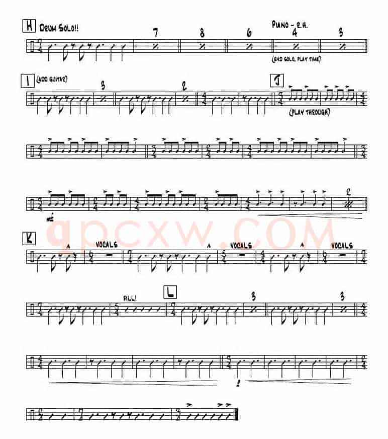 架子鼓谱：Rock - Platt Opus
